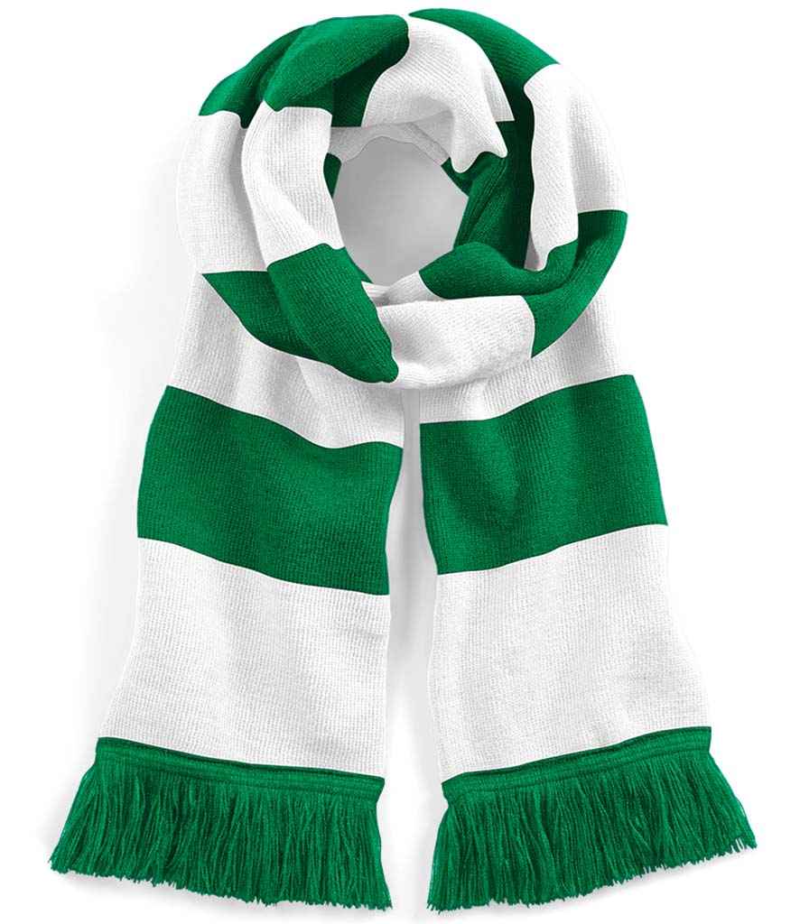 Beechfield Stadium Scarf - Kelly Green/White (BB479)