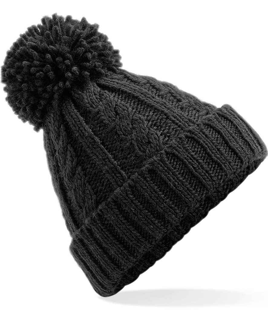 Beechfield Cable Knit Melange Beanie - Black (BB480)