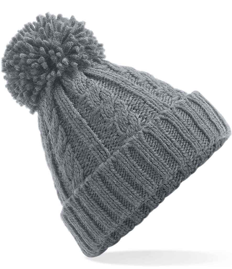 Beechfield Cable Knit Melange Beanie - Light Grey (BB480)