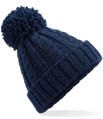 Beechfield Cable Knit Melange Beanie - Navy (BB480)