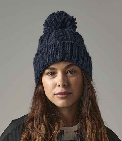Beechfield Cable Knit Melange Beanie - Navy (BB480)