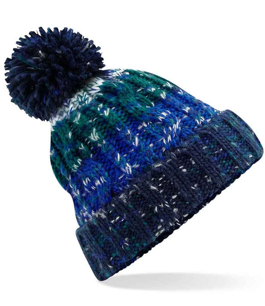 Beechfield Corkscrew Pom Pom Beanie - Alpine Blues (BB486)