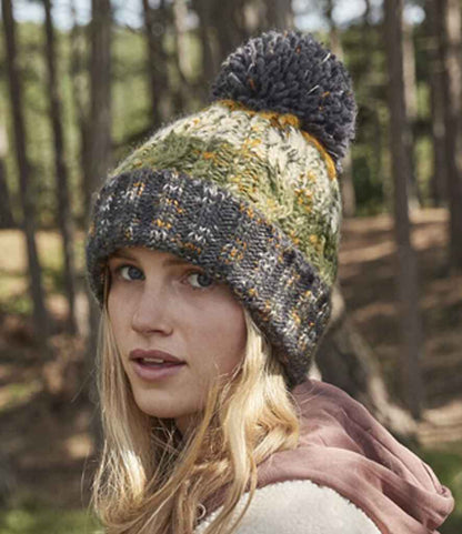 Beechfield Corkscrew Pom Pom Beanie - Autumn Moss (BB486)