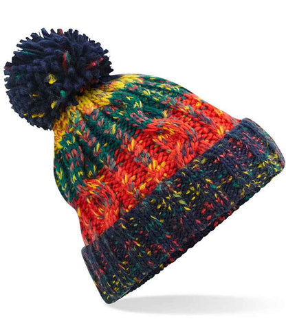 Beechfield Corkscrew Pom Pom Beanie - Crackling Campfire (BB486)