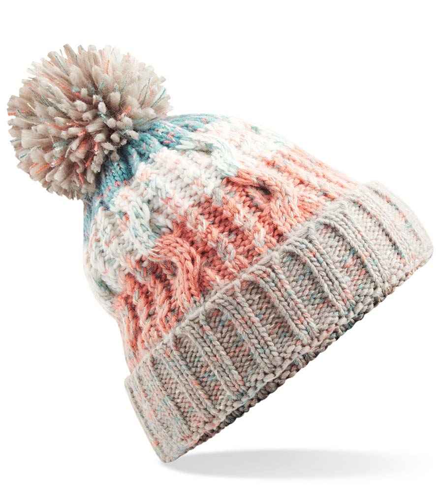 Beechfield Corkscrew Pom Pom Beanie - Milkshake Mix (BB486)