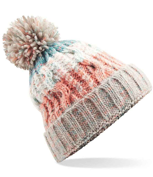 Beechfield Corkscrew Pom Pom Beanie - Milkshake Mix (BB486)