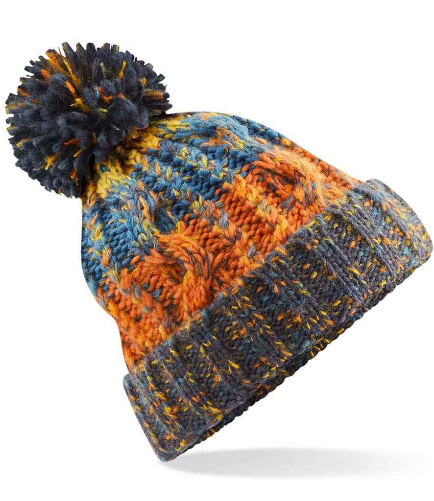 Beechfield Corkscrew Pom Pom Beanie - Retro Blues (BB486)