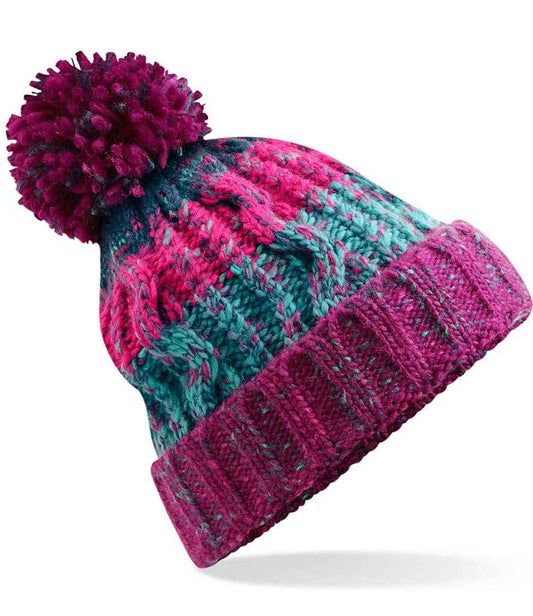 Beechfield Corkscrew Pom Pom Beanie - Winter Berries (BB486)