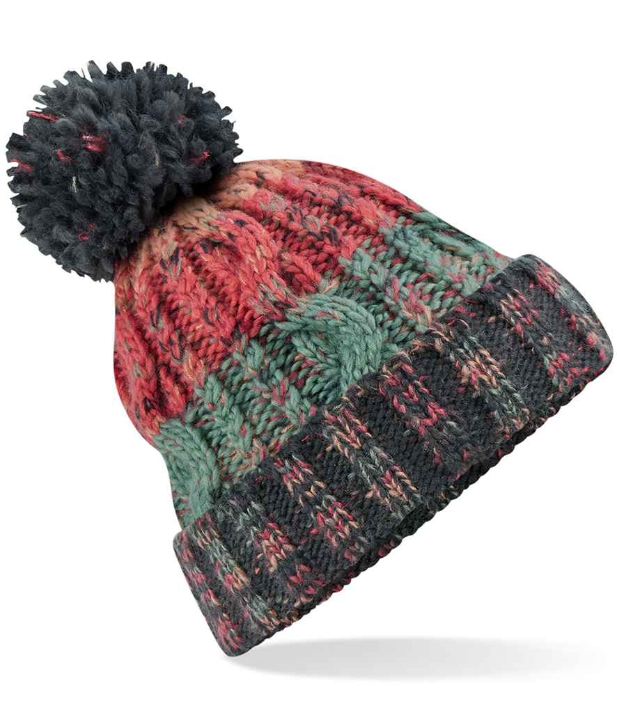 Beechfield Corkscrew Pom Pom Beanie - Watermelon Breeze (BB486)