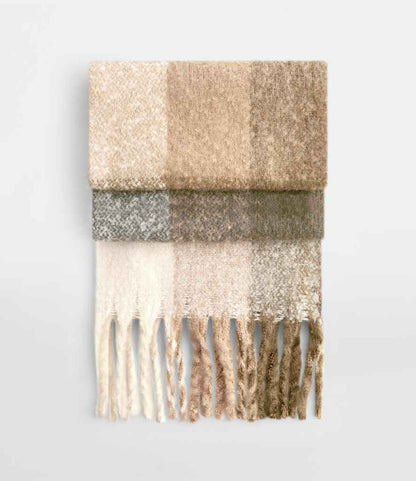 Beechfield Fluffy Check Scarf - Brown Check (BB494R)