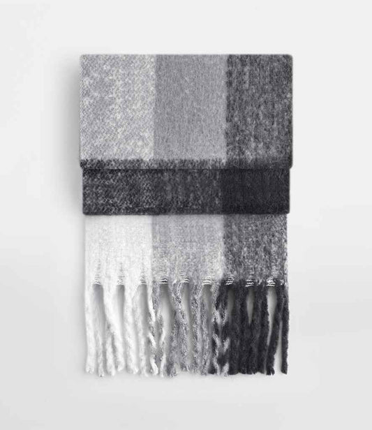 Beechfield Fluffy Check Scarf - Grey Check (BB494R)