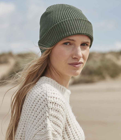 Beechfield Organic Cotton Waffle Beanie - Olive Green (BB52N)