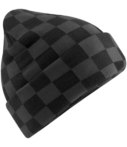 Beechfield Checkerboard Beanie - Black/Charcoal (BB531)