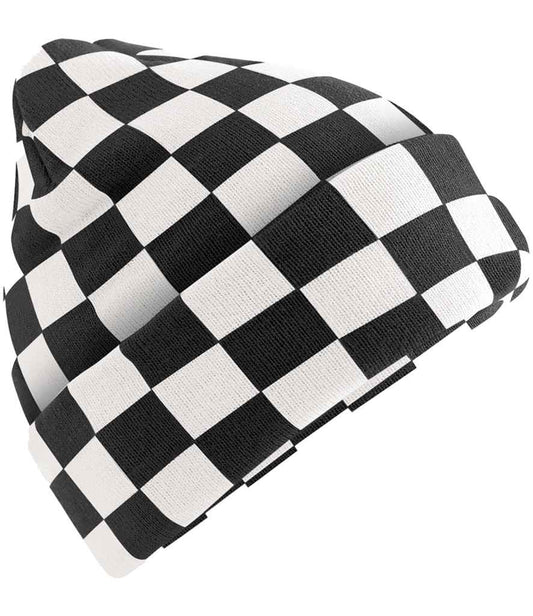 Beechfield Checkerboard Beanie - Black/Soft White (BB531)