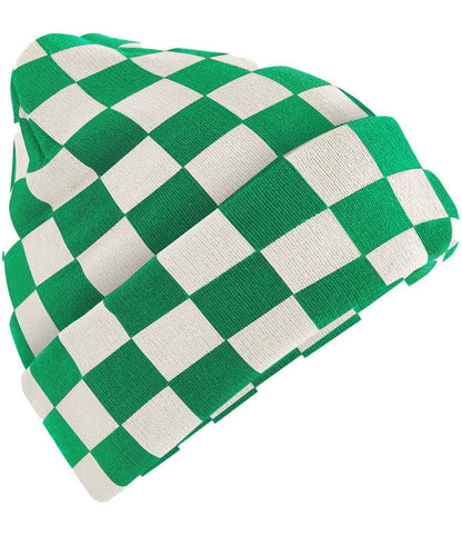 Beechfield Checkerboard Beanie - Kelly Green/Off White (BB531)