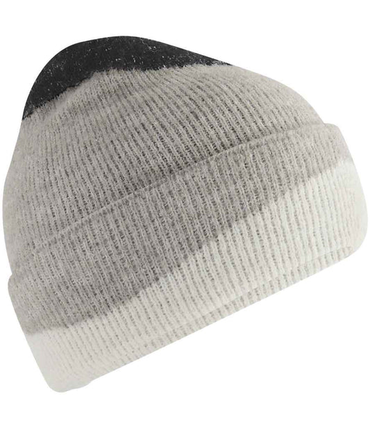 Beechfield Soft Wave Beanie - Black/Light Grey/Soft White (BB532)
