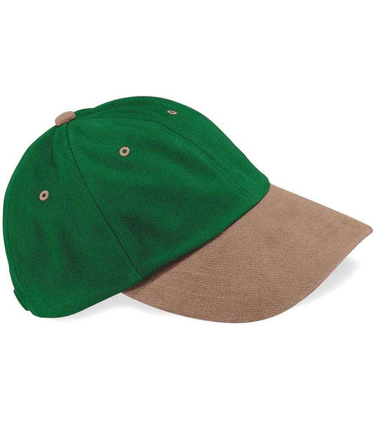 Beechfield Heavy Brushed Low Profile Cap - Forest Green/Taupe (BB57)