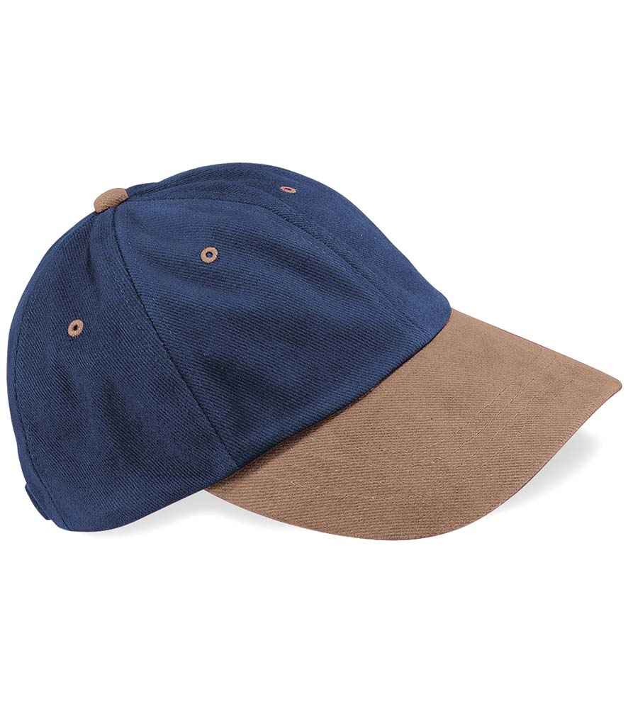 Beechfield Heavy Brushed Low Profile Cap - Navy/Taupe (BB57)