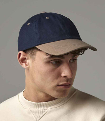 Beechfield Heavy Brushed Low Profile Cap - Navy/Taupe (BB57)