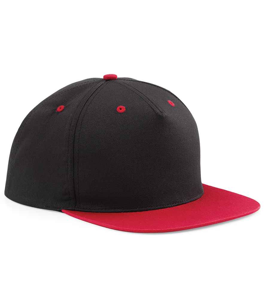 Beechfield 5 Panel Contrast Snapback - Black/Classic Red (BB610C)