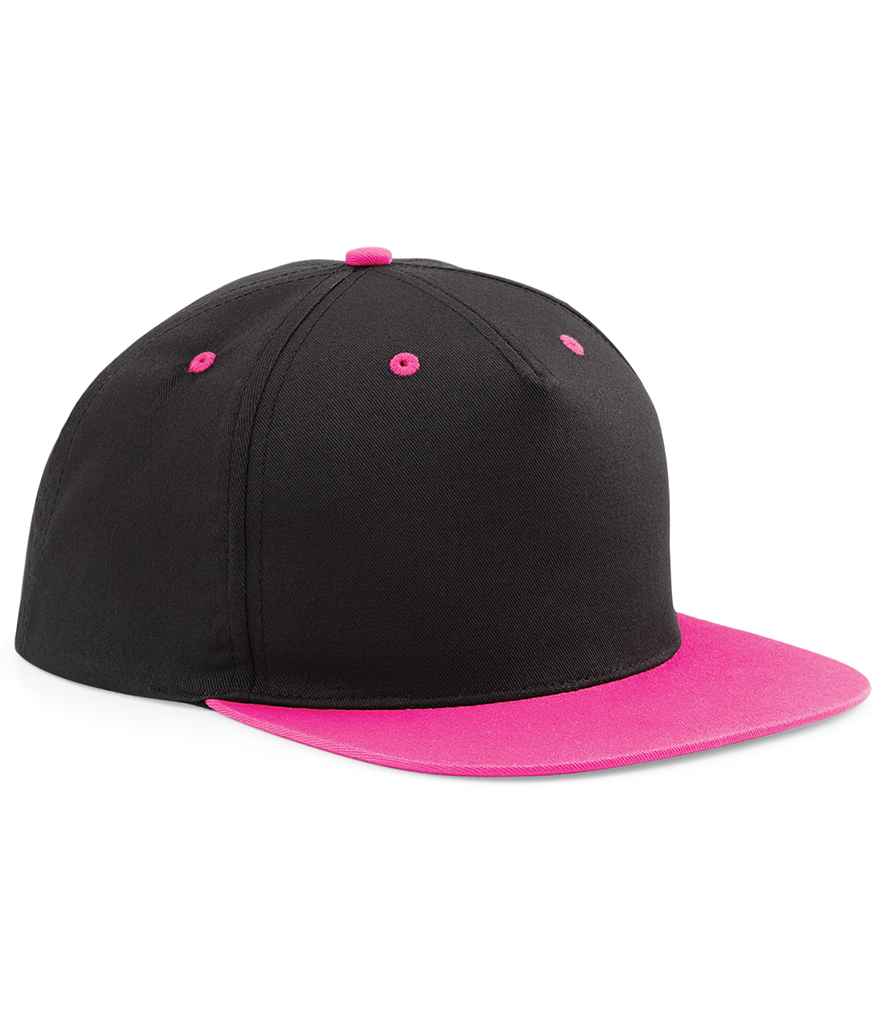 Beechfield 5 Panel Contrast Snapback - Black/Fuchsia (BB610C)