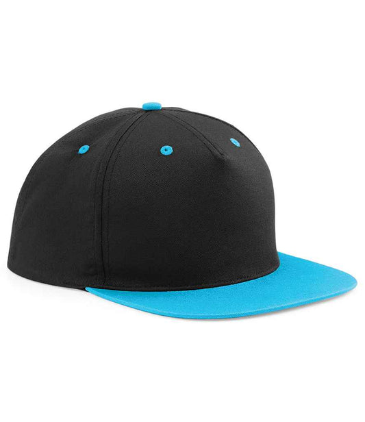 Beechfield 5 Panel Contrast Snapback - Black/Surf Blue (BB610C)
