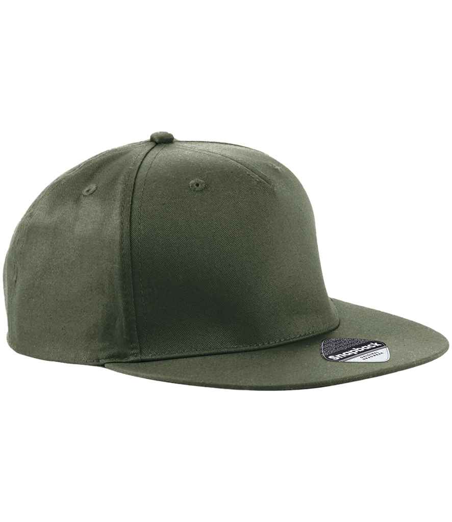 Beechfield 5 Panel Snapback Rapper Cap - Olive Green (BB610)