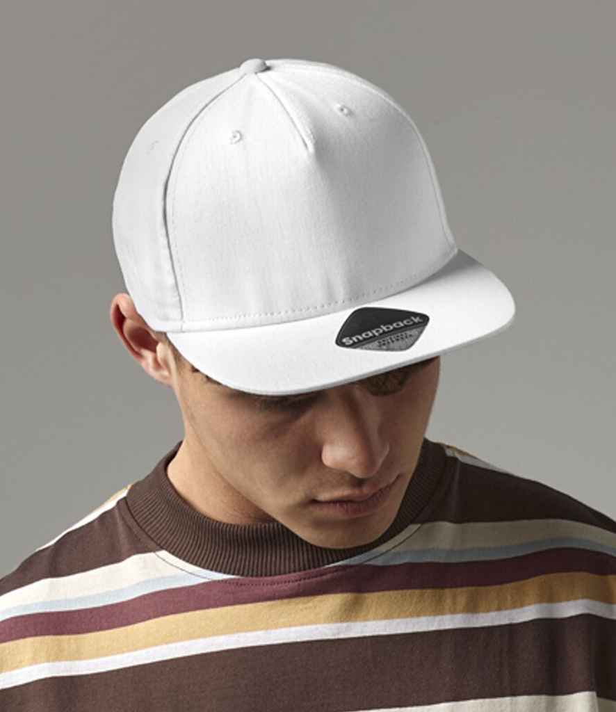 Beechfield 5 Panel Snapback Rapper Cap - White (BB610)
