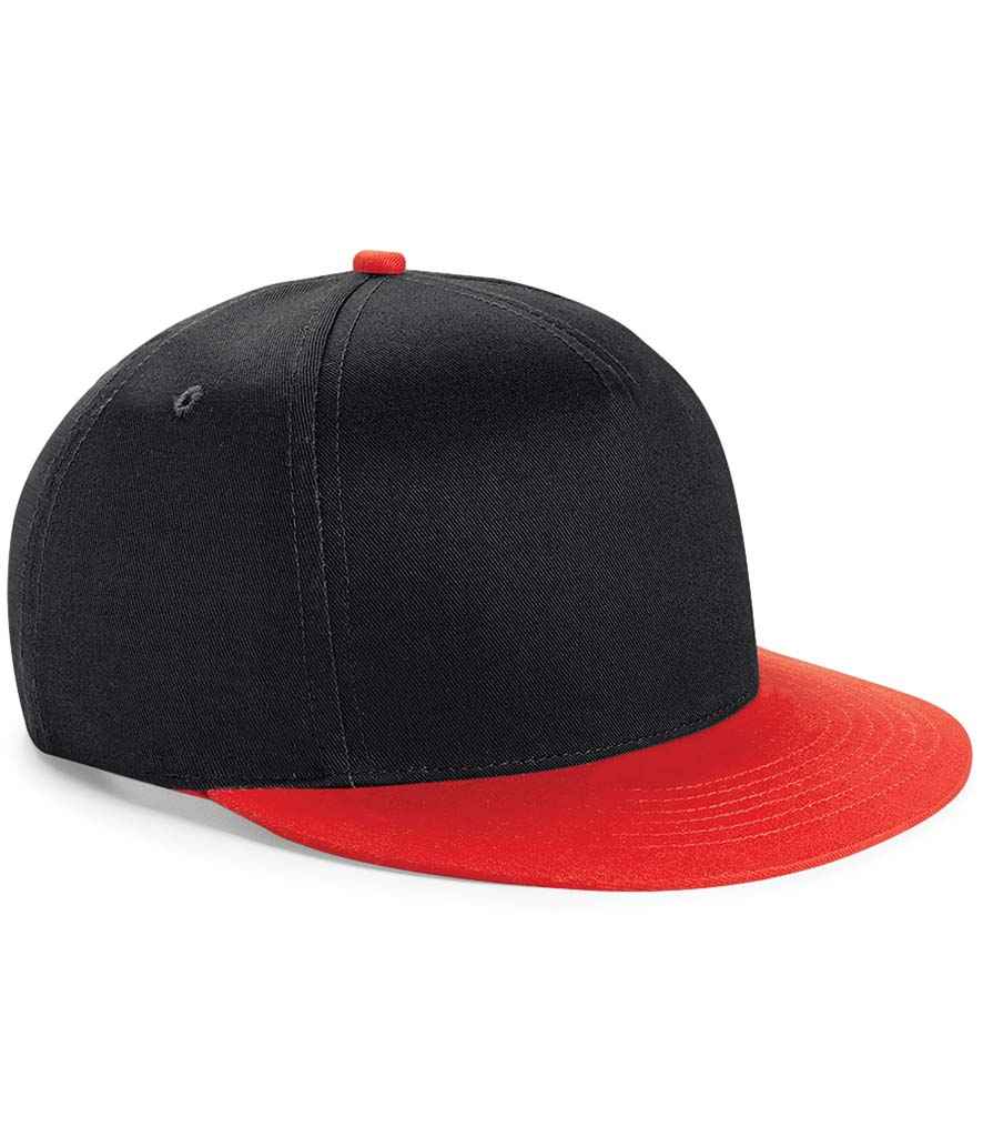 Beechfield Youth Snapback Cap - Black/Bright Red (BB615)