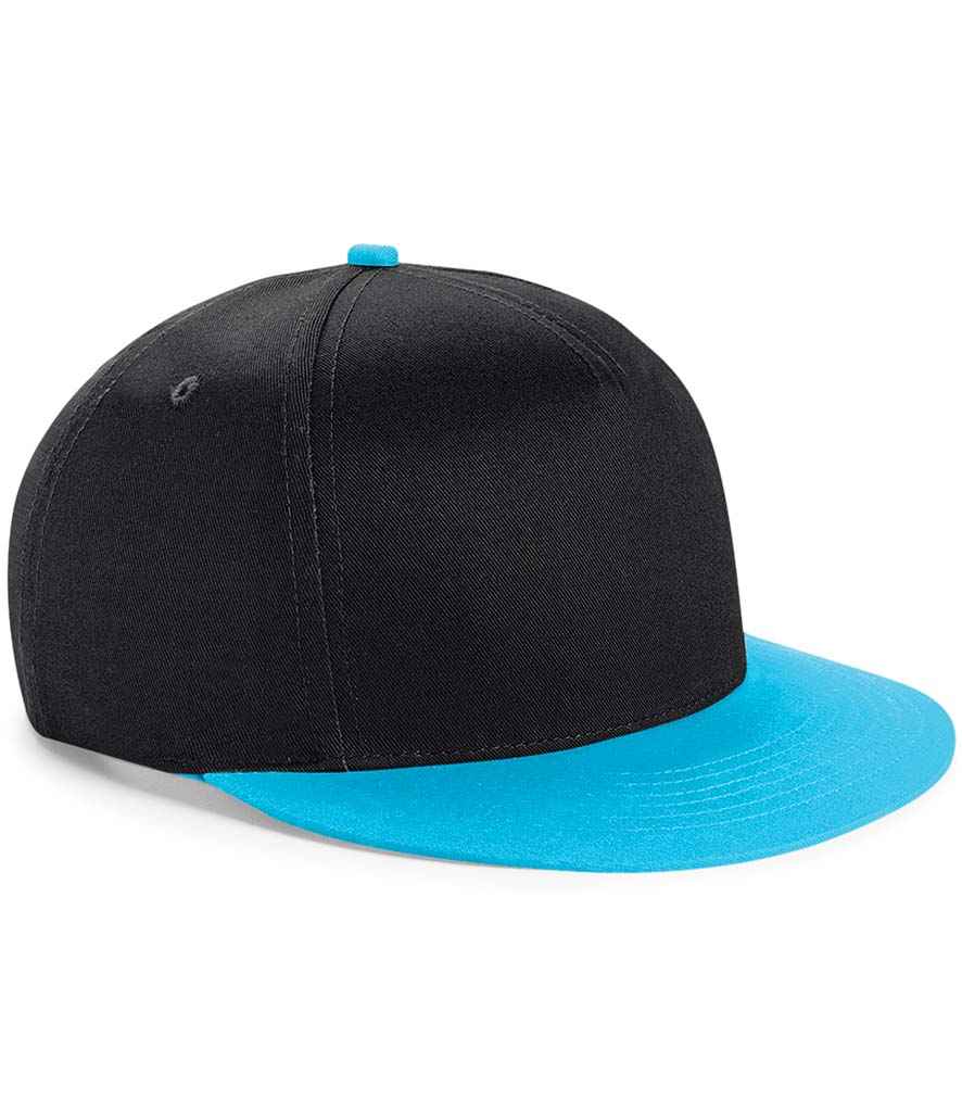 Beechfield Youth Snapback Cap - Black/Surf Blue (BB615)