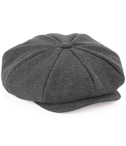 Beechfield Heritage Baker Boy Cap - Charcoal Herringbone (BB628)