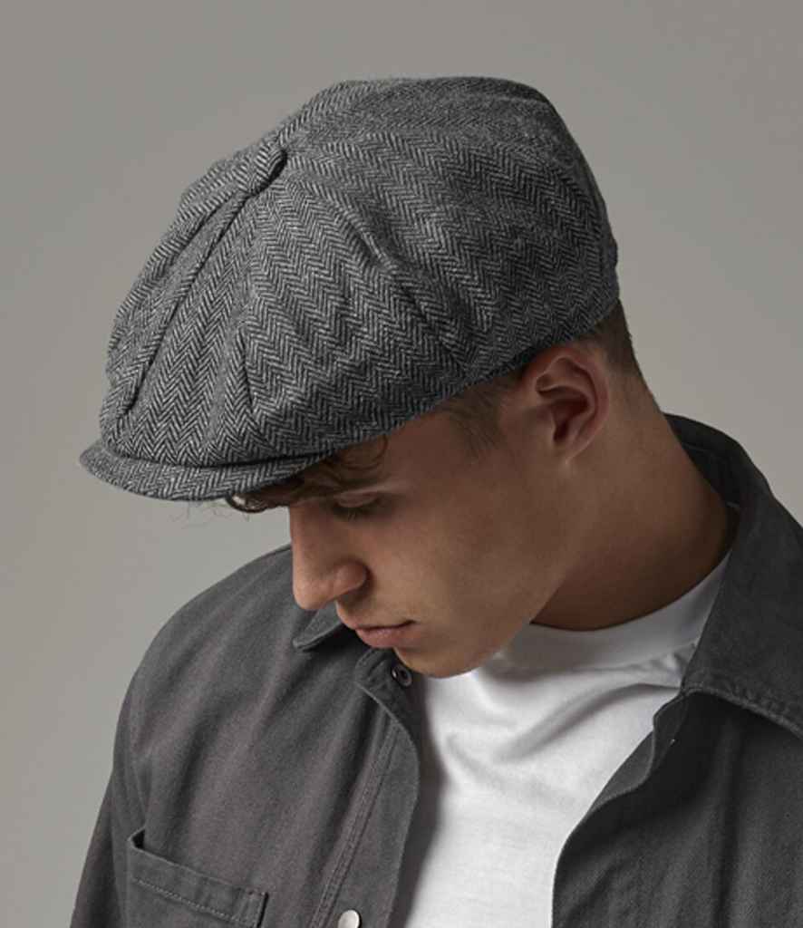 Beechfield Heritage Baker Boy Cap - Charcoal Herringbone (BB628)