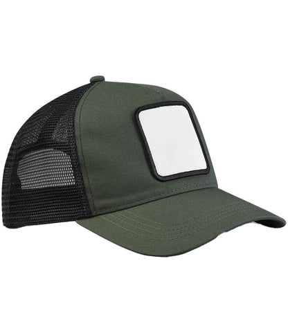 Beechfield Appliqué Patch 5 Panel Trucker Cap - Olive Green/Black (BB636)