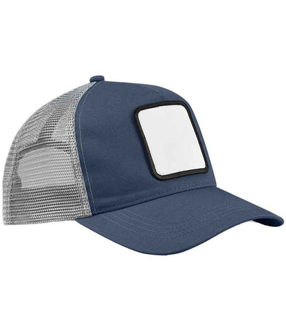 Beechfield Appliqué Patch 5 Panel Trucker Cap - Slate Blue/Light Grey (BB636)