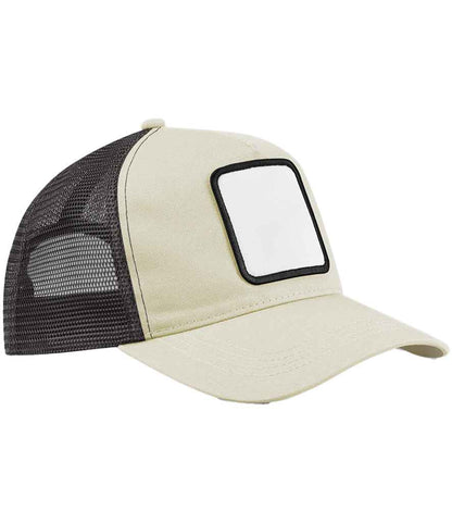 Beechfield Appliqué Patch 5 Panel Trucker Cap - Stone/Shadow Grey (BB636)