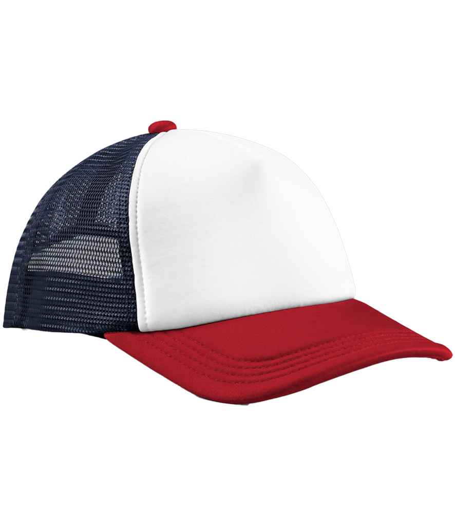 Beechfield Retro 5 Panel Trucker Cap - Navy/Red (BB639)