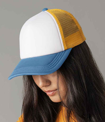 Beechfield Retro 5 Panel Trucker Cap - Sunflower/Heritage Blue (BB639)