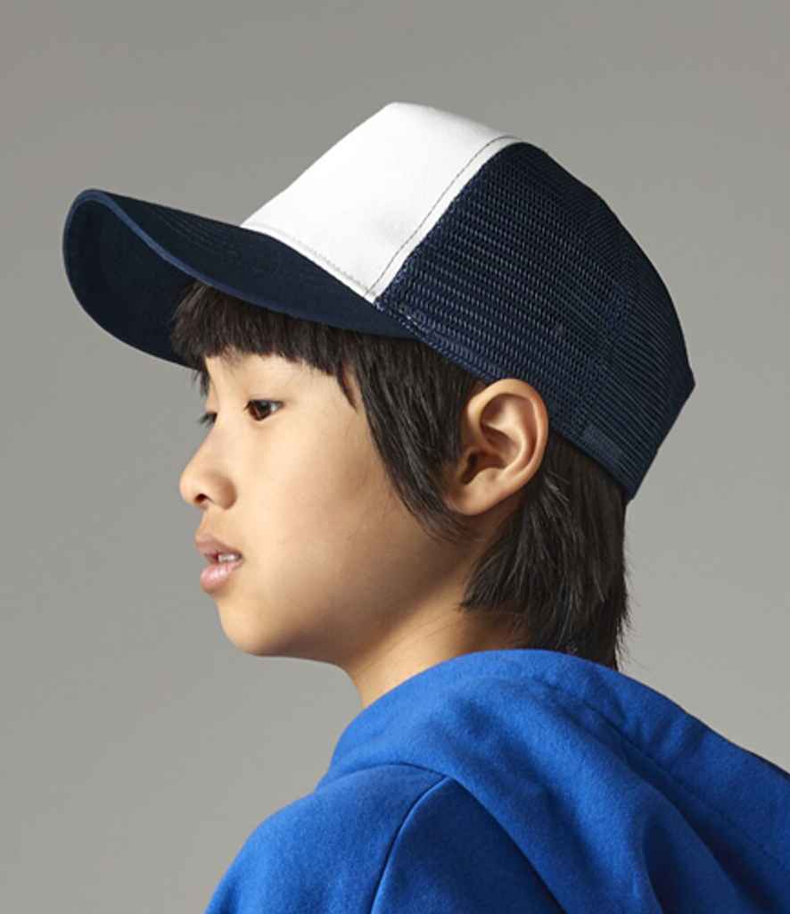 Beechfield Kids Snapback Trucker Cap - French Navy/White (BB640B)
