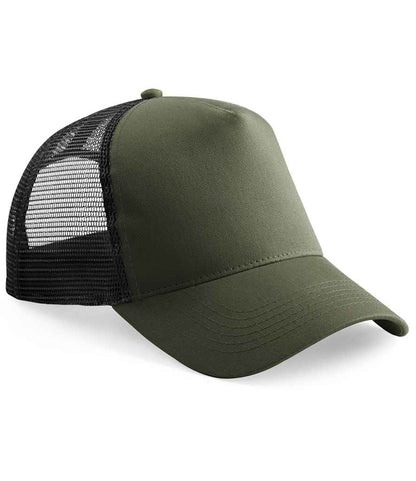 Beechfield Kids Snapback Trucker Cap - Olive Green/Black (BB640B)