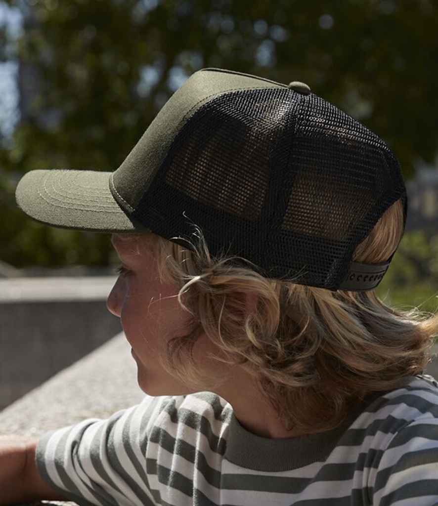 Beechfield Kids Snapback Trucker Cap - Olive Green/Black (BB640B)