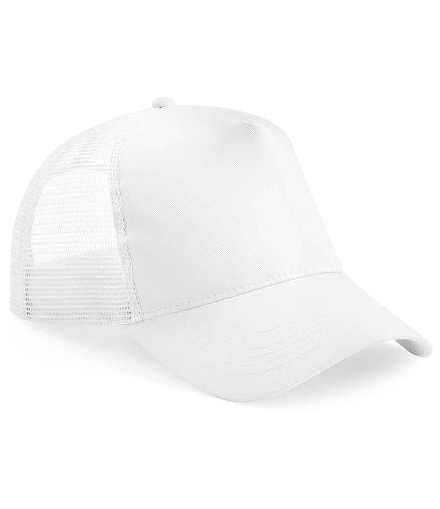 Beechfield Kids Snapback Trucker Cap - White/White (BB640B)