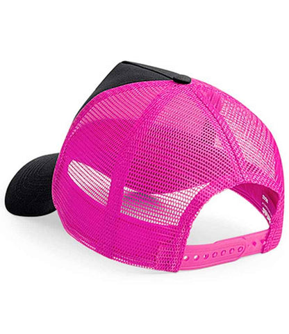 Beechfield Snapback Trucker Cap - Black/Fuchsia (BB640)