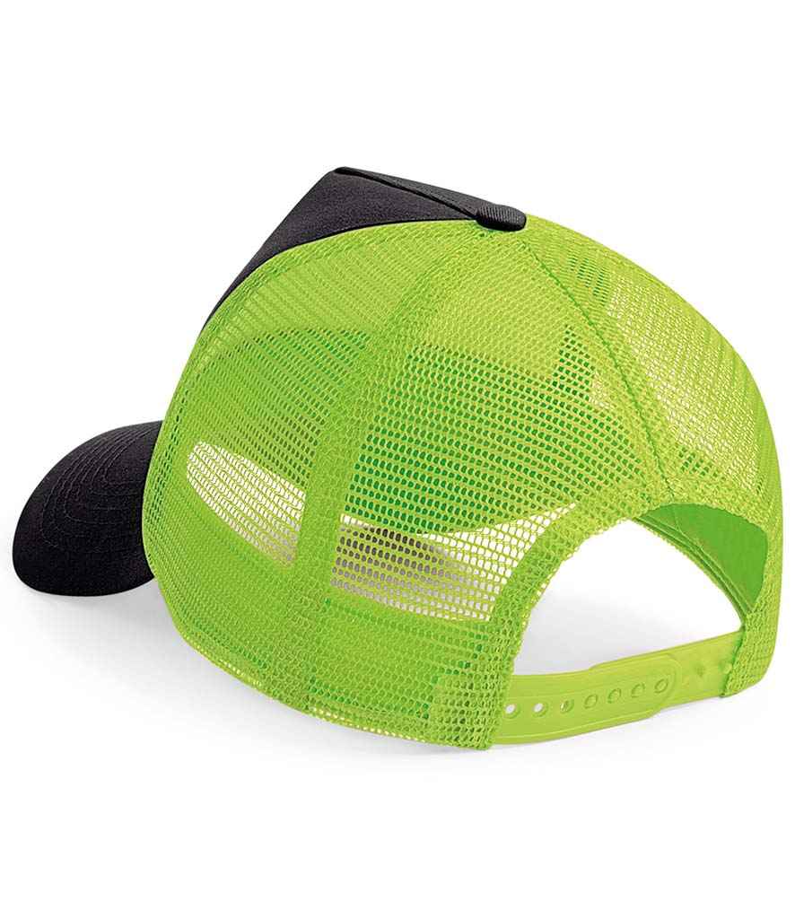 Beechfield Snapback Trucker Cap - Black/Lime Green (BB640)
