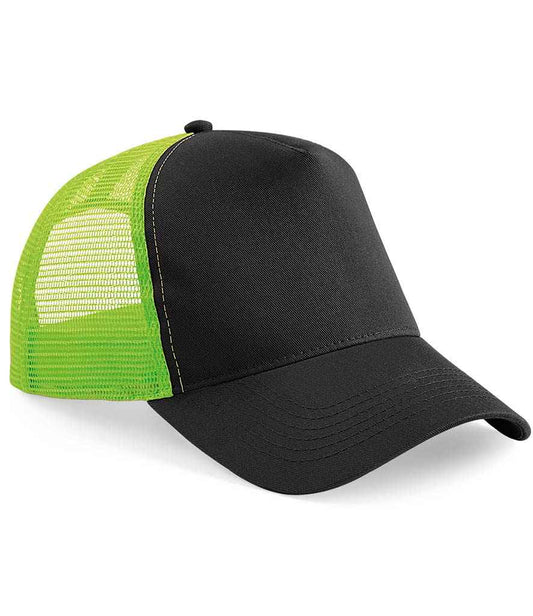 Beechfield Snapback Trucker Cap - Black/Lime Green (BB640)