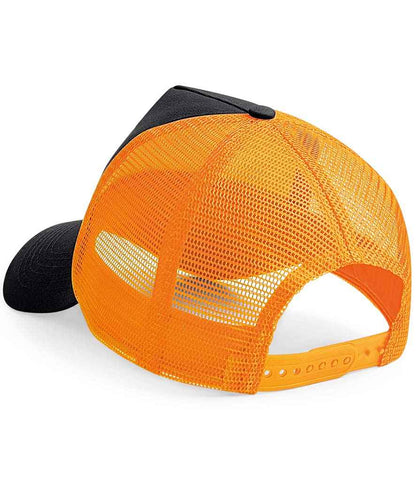 Beechfield Snapback Trucker Cap - Black/Orange (BB640)