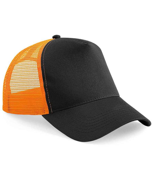 Beechfield Snapback Trucker Cap - Black/Orange (BB640)