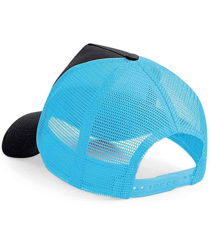 Beechfield Snapback Trucker Cap - Black/Surf Blue (BB640)