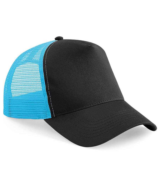 Beechfield Snapback Trucker Cap - Black/Surf Blue (BB640)