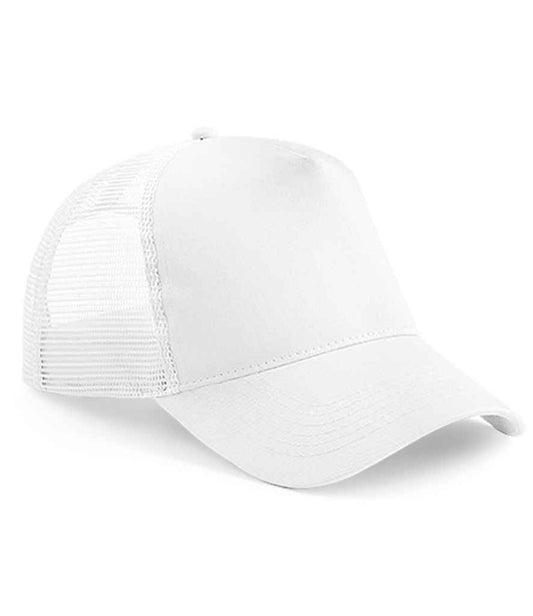 Beechfield Snapback Trucker Cap - White/White (BB640)