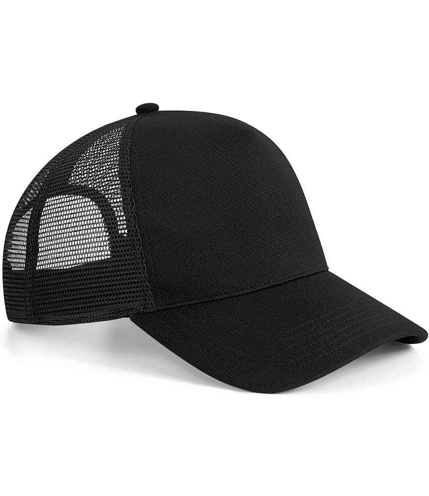 Beechfield Microknit Snapback Trucker Cap - Black (BB642)